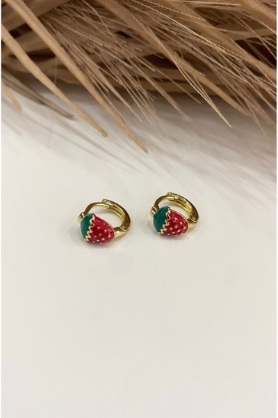 JustGAF Gold - red strawberry model xping ring children's earring