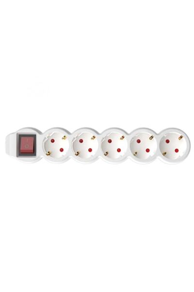 Home Power Strip with 5 Sockets, HOME, with Switch, White/Red
