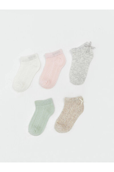 LC Waikiki Lcw Baby Ecru Patterned Baby Girl Booties Socks 5-Pack