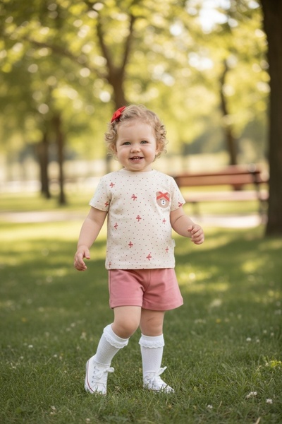 Ercahome tekstil Baby Girl T-Shirt and Shorts Summer Two-Piece Set 6/24 Months