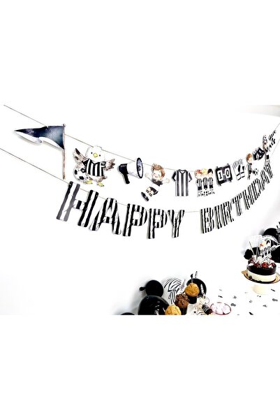 Flu Party Black - White - Football Themed Banner with Figures