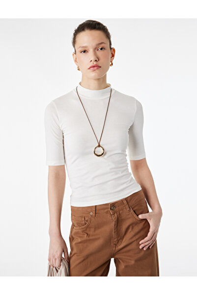 Koton Cotton Slim Fit 3/4 Sleeve High Neck T-Shirt