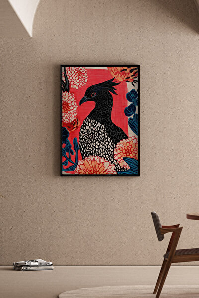 Artiera Εικόνα παπαγάλου με λουλουδάτο σχέδιο ζωγραφισμένο στο χέρι από κοράλ...