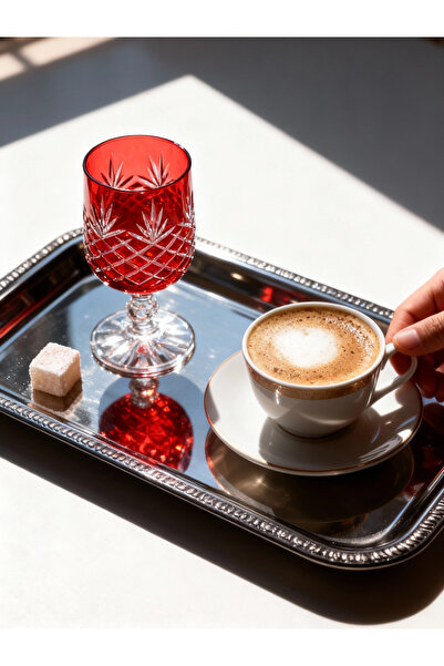 Margerie Crystal Goods Margerie Ara Bohemia Kristal El Kesimi Kahve Yanı Su B...