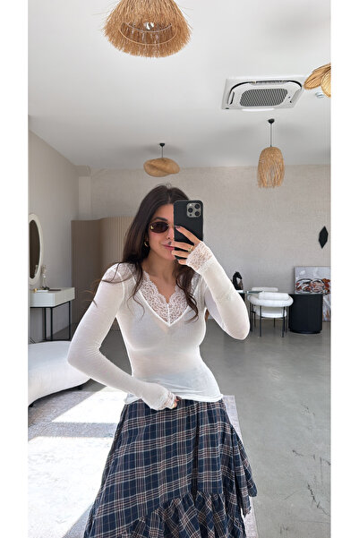 Buket Teke White Lace Transparent Blouse