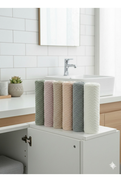 Gön Ev Tekstili Set of 6 Luxury Micro Cotton Hand Towels 50X90 cm 100% Cotton...