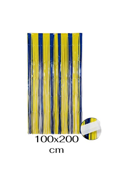 CAVAŞ sun hat Sarı Lacivert Folyo Arka Fon Perde - FB Temalı Doğum Günü Süsle...