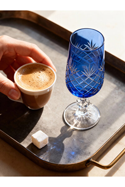 Margerie Crystal Goods Margerie Ara Bohemia Kristal El Kesimi Kahve Yanı Su B...