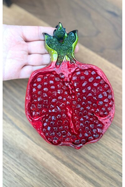 Miamantra Reçine Malzemeden Cam Görünümlü Nar Şeklinde Bereket Duvar Süsü /Na...