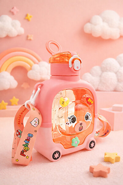 SHOP AND JOY WATER BOTTLE Sevimli Ayıcıklı Matara, Renkli Çocuk Suluk, Okul I...