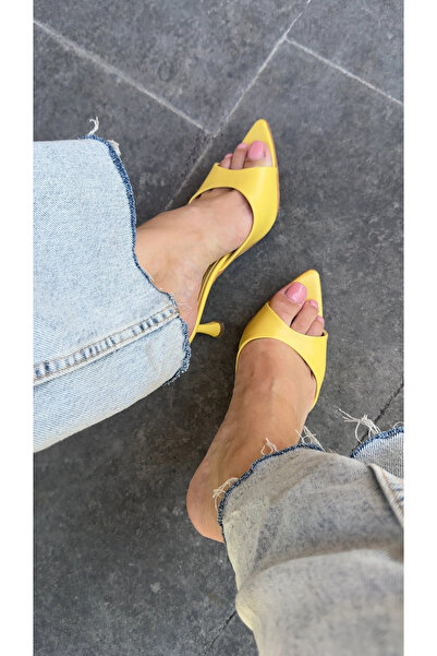 Akça Shoes Sarı Topuklu Terlik