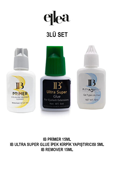 ellea IB İpek Kirpik Yapıştırıcı Yeşil Kapak Primer Remover Seti