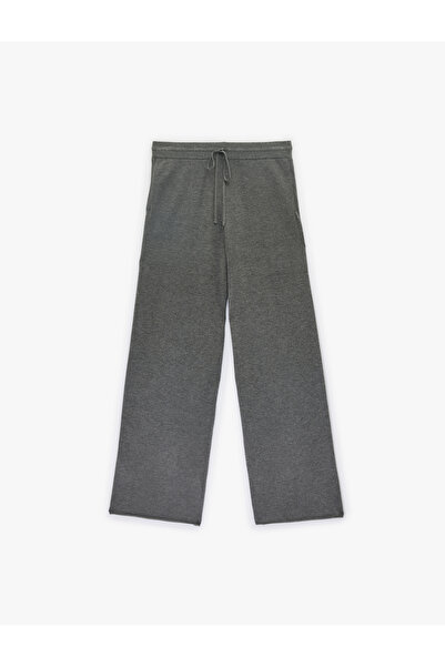 Koton High Waist Lace-Up Viscose Blend Trousers with Pockets