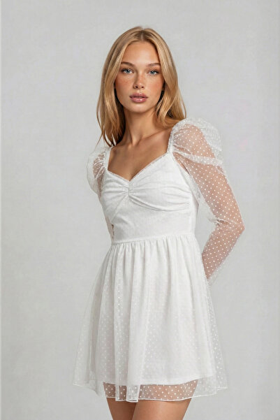 OLSAMODA Women's Draped Detail Polka Dot Pattern Skirt Flawed Evening Dress W...