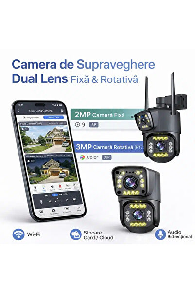 JRH WiFi Dual Lens Surveillance Camera – Fixed + Rotating, V380 Pro 5mp