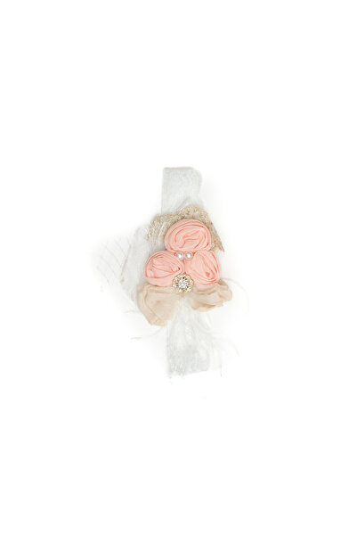 melvelo Baby headband, elegant, narrow with flowers, lace and pearls, satin, ...