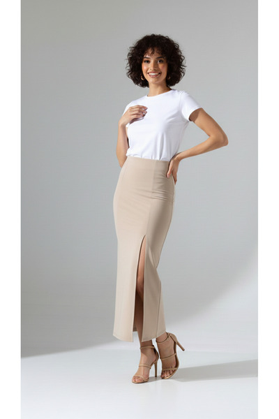 MAİMODA Women's Slit Scuba Pencil Skirt - Diving Fabric/92 cm