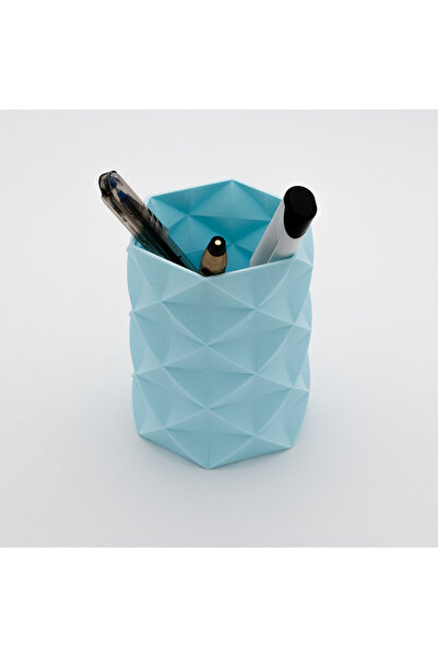 Poligon Kalemlik / Pastel Mavi / Pla 3D Baskı