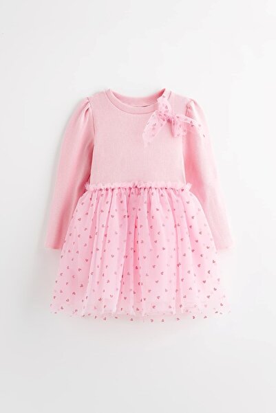 Banamio Lovelyn Glittery Heart Patterned Girls' Tulle Dress