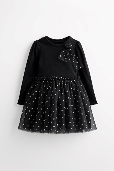 Banamio Lovelyn Glittery Heart Patterned Girls' Tulle Dress