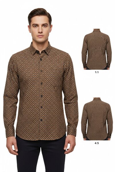 DİO Men’s Premium Geometric Print Shirt – Slim Fit Long Sleeve Casual Formal ...