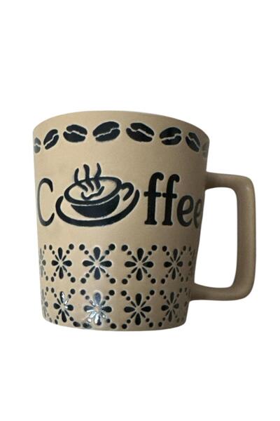 OEM Decorative coffee-themed mug, 380 ML, Creamy Cream, 2 pieces