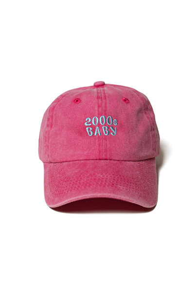 Nome Studio Nakışlı Şeker Pembe Şapka Y2K Streetwear Şapka Yıkamalı Kumaşlı v...