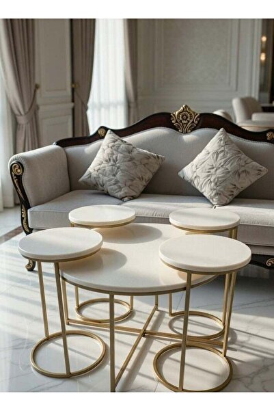 Generic Luxury 5-Piece Nesting Coffee Table Set with Premium Wood-Finish Top ...