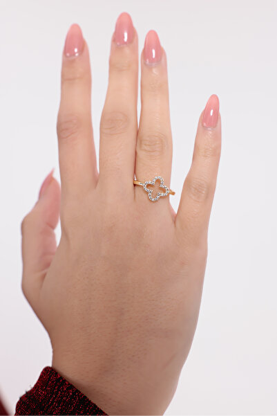 EKİDORA Women's Flower Model Adjustable Steel Ring Gold Silver Color Stainles...