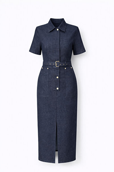 HAZELANNA Τζιν φόρεμα με ζώνη