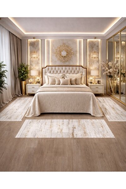 MUK's 3 Parça Premium Lüks Yatak Odası Yolluk Seti (2 Adet 80x150 cm 1 Adet 8...