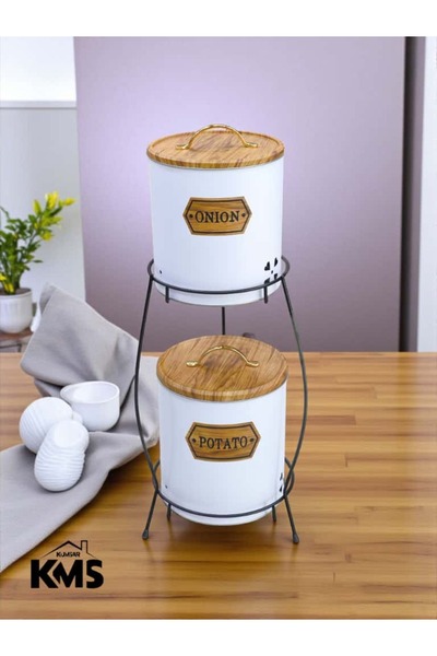 FeyzaDesign İki Katlı Patates ve Soğan Sepeti Kovası, Pratik Saklama Çözümü