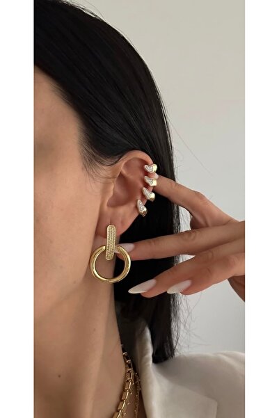 AychaAksesuar Vip Çelik zirkon taşlı tırnak model geçirmeli deliksiz kıkırdak...