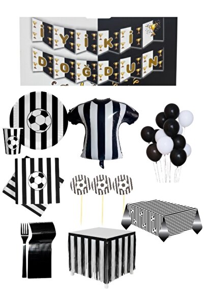 CAVAŞ sun hat BLACK AND WHITE Concept Πλήρες Σετ Πάρτι για 24 Άτομα - Μπαλόνι...