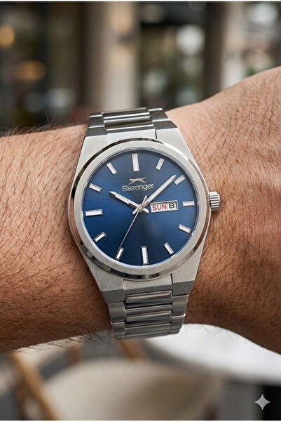 Slazenger Navy Blue Dial Men's Wristwatch |   41mm, Stainless Steel, with Cal...