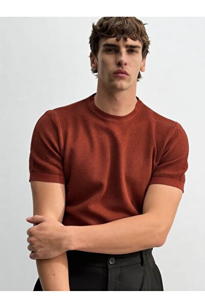 Atelier Old Money Pirinç Dokulu Kiremit Örme T-shirt SS7092