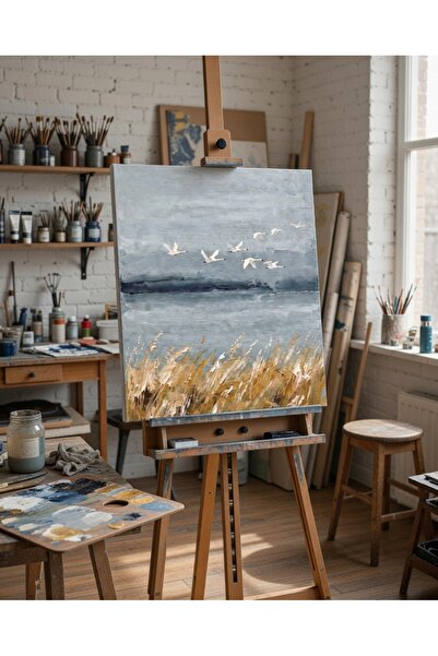 Nurşahın Resimleri El Yapımı Natürel Kuş Kanvas Tablo