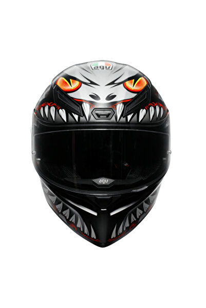 AGV K1 S E2206 Lyzard Mat Siyah Gri Kırmızı Kapalı Kas