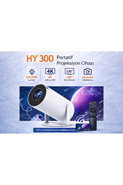 BUTİMAR'S HY300 Taşınabilir Projeksiyon Cihazı 4K Destekli Android WiFi Bluet...