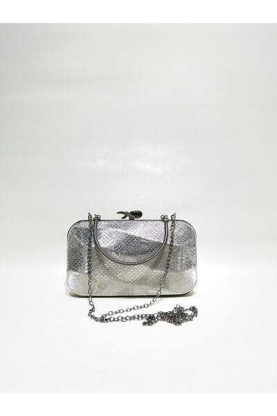 womenacs Platinum Color Snake Pattern Fabric Evening Dress Portfolio Clutch W...