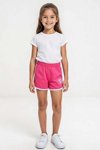 ARYDY Girl's Heart Printed Single Jersey Shorts Fuchsia 9-16 Years