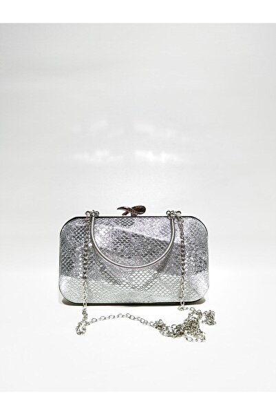 womenacs Silver Color Snake Pattern Fabric Evening Dress Portfolio Clutch Wom...