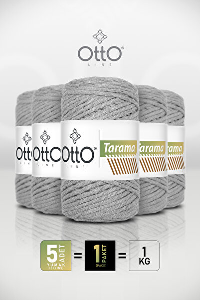 Otto Tarama - Light Gray (3012) - 5 Pack - 3Mm/200Gr/60M - Cotton Macrame Kni...