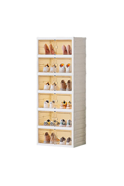 Generic Multi-Layer Plastic Shoe Storage Cabinet with Transparent Doors - 111...