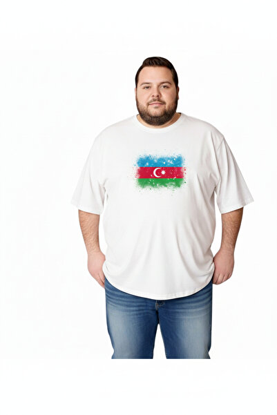 sngl Men's Large Size Short Sleeve Azerbaijan Flag Printed T-Shirt 3XL 4XL 5X...