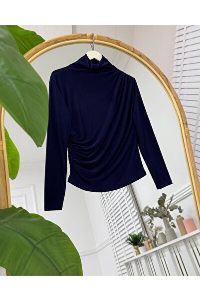 onix Lisa Draped Blouse Navy Blue