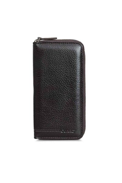 GUARD Brown Genuine Leather Zippered Portfolio Wallet // Grd260225Wt604