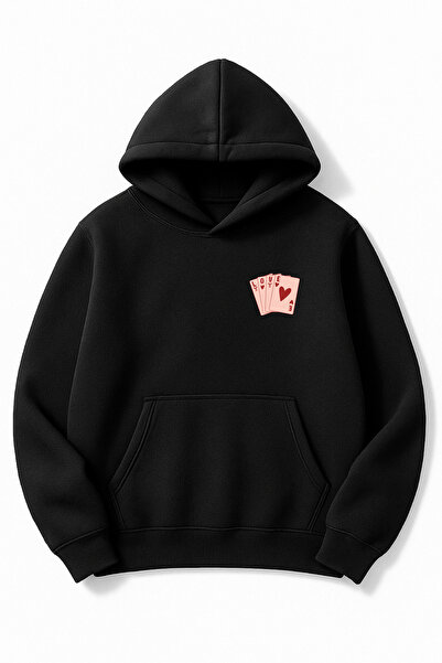 Altair Tr Oversize Unisex Love Card Printed Hooded Sweatshirt