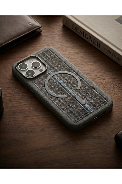 KILIF HOUSE iPhone 15 Pro Max Compatible Metal Framed Plaid Striped Magsafe S...