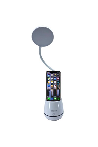 BUFFER®Kalemlikli Telefon Tutacaklı Şarjlı Dokunmatik 3 Mod Esnek Başlıklı Dimmerli LED Masa Lambası